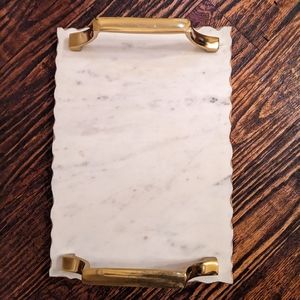 New Marble Decorative Tray with Gold Handles